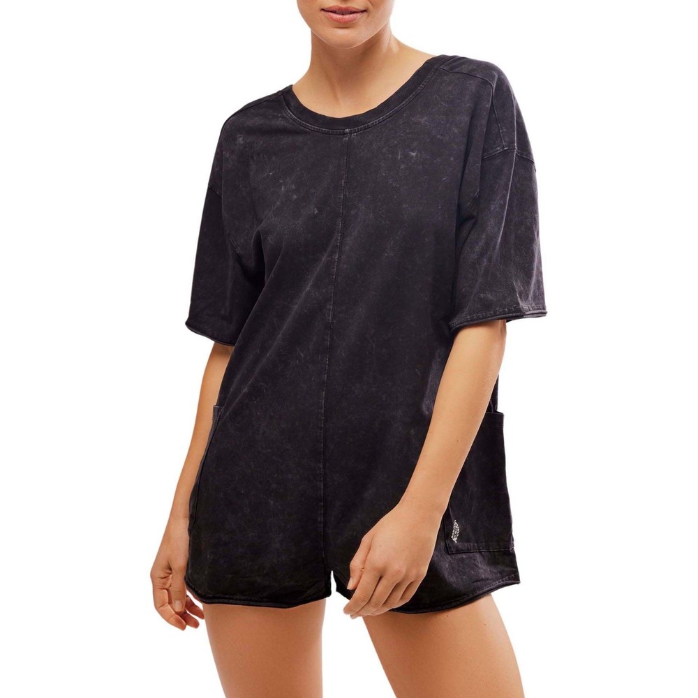 FP Movement Free People Hot Shot Tee Romper Black Noir Small NWT - Picture 3 of 10